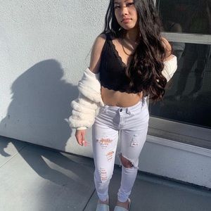fashion nova white skinny ripped jeans